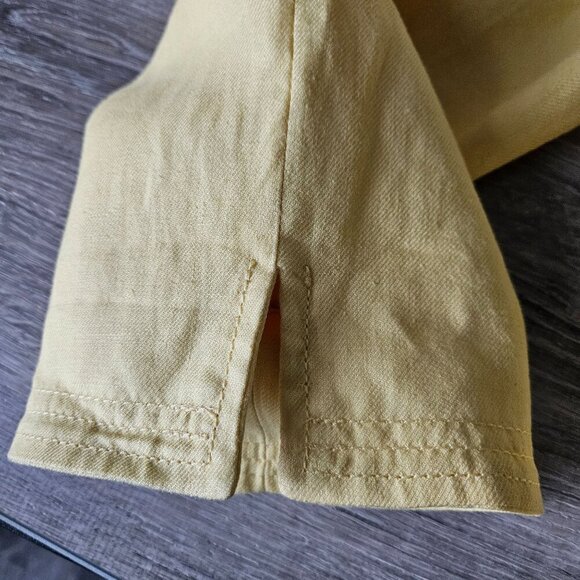 TALBOTS Linen Blazer Womens Size 16 Yellow Open Front Jacket Polyester Lining - Picture 9 of 16